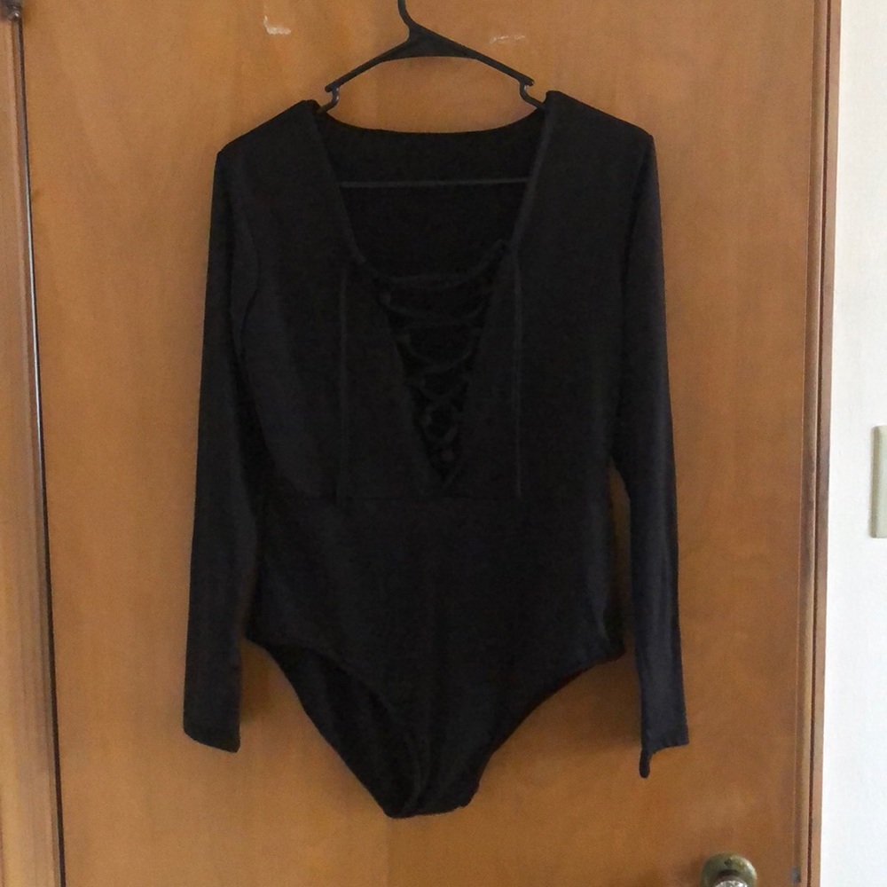 Black Lace Up Body Suit